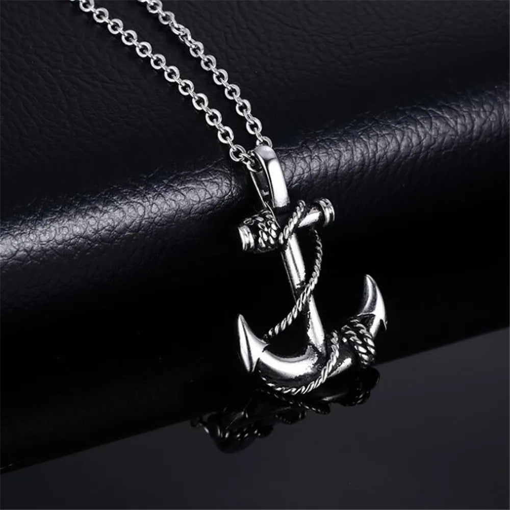 Punk Hip-hop Simple Creative Trend Retro Popular Pirate Anchor Men's Necklace Goth Niche Party Pendant Banquet Accessories