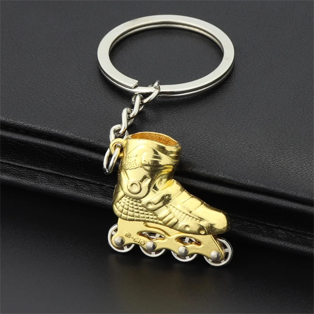 New Exquisite Simulation Skates keychain Charms Stainless Steel Key Ring Bag Ornaments Skating Lovers Souvenirs Accessories