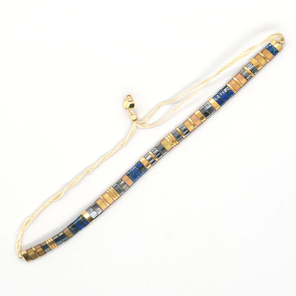 Beaded Bracelet Boho Style Handmade Woven Adjustable Thread for Women Yoga Jewelry Ladies Accessories Birthday Gifts Party New