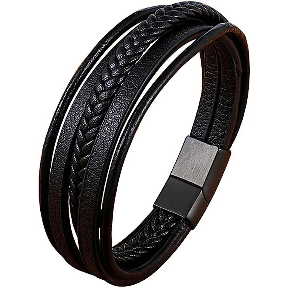 Black Five -layer Symmetrical Bracelet, Men's Bracelet, Showing Men's Charm