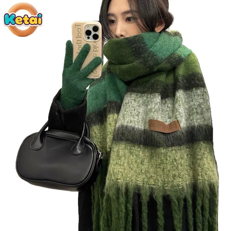 Elegant Scarf for Women in Winter, Solid Color, Versatile, Student High End, Thickened Warm Scarf, Fashionable Women's Scarf