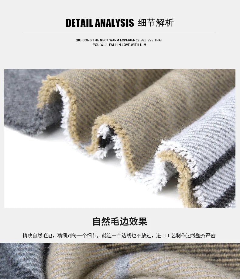 Classic Scarf for Man Winter Imitation Cashmere Scarves Luxury Brand Scarfs Keep Warm Outdoor Neckerchief Men Shawl Wrap Gift
