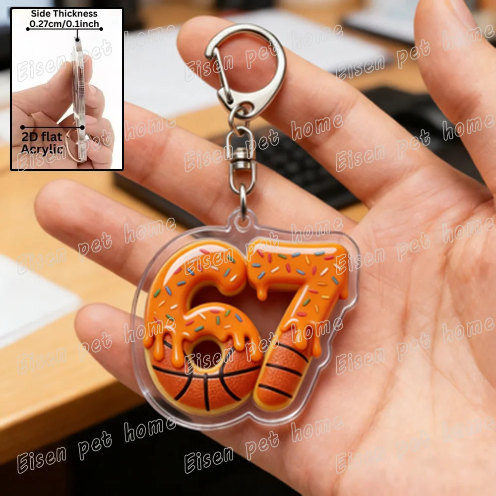 Funyy 67 Six Seven Keychain Accessories Bag 6 7 Meme Basketball Baseball Billiards 8 Keyrings Key Jewelry Gifts for BoyFriends