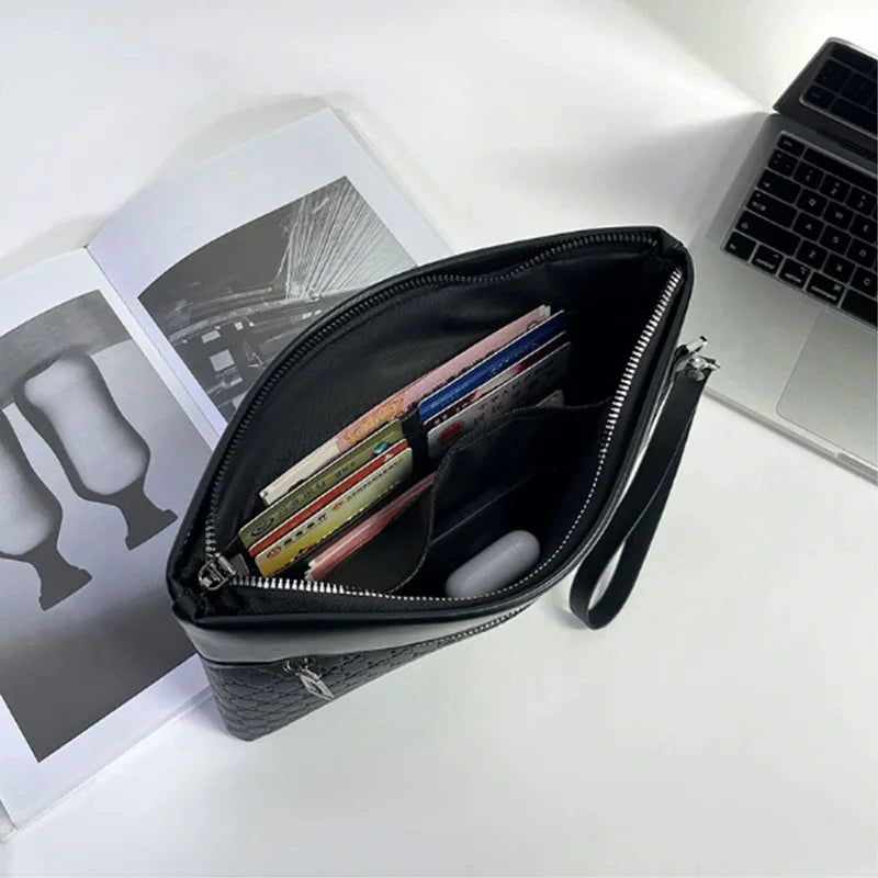 Fashion Business Men Day Clutch Phone Bag High Quality PU Leather Money Handbag Fashion Clutch Bags Casual Male Cardholder Case