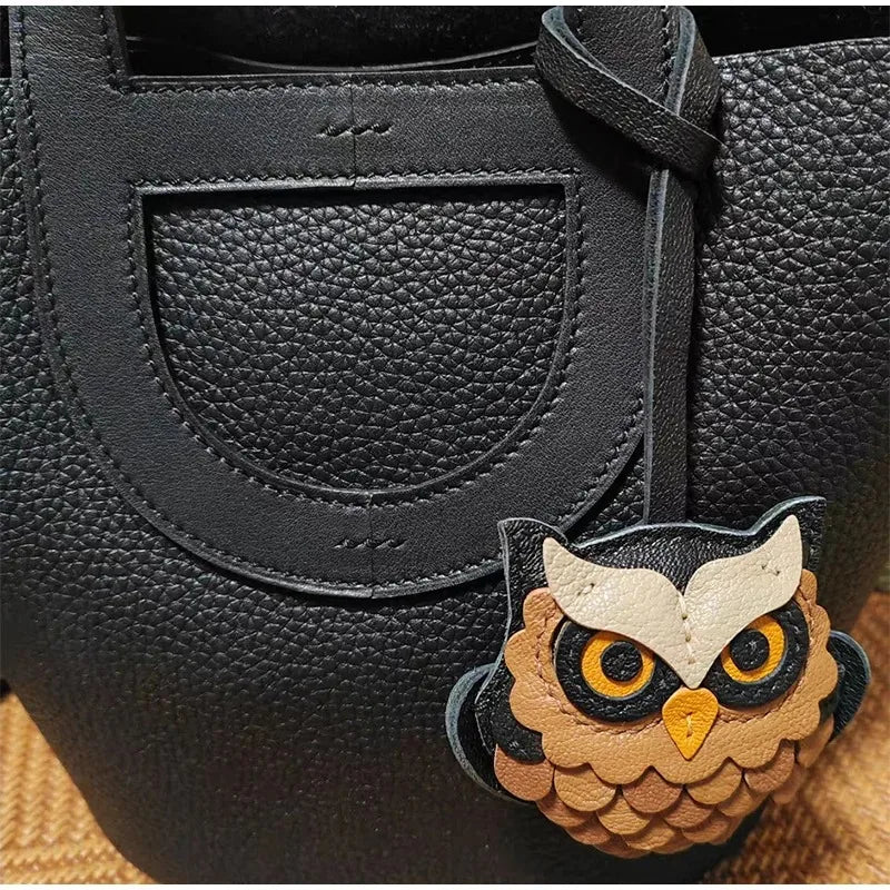 Luxury Design Genuine Leather Handmade Pendant Bag Accessories Cute Car Hangings Keychain Bag Charms Cute Animal Bag Decorations