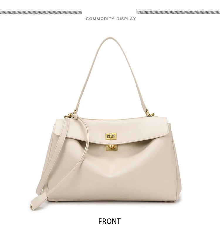 Fashionable Women's Bags, Textured Shoulder Bags, Large-Capacity Tote Bags, High-End Commuter Bags, Water-Repellent Crossbody Bags, Solid Color Handbags, Horizontal Square Casual Bags