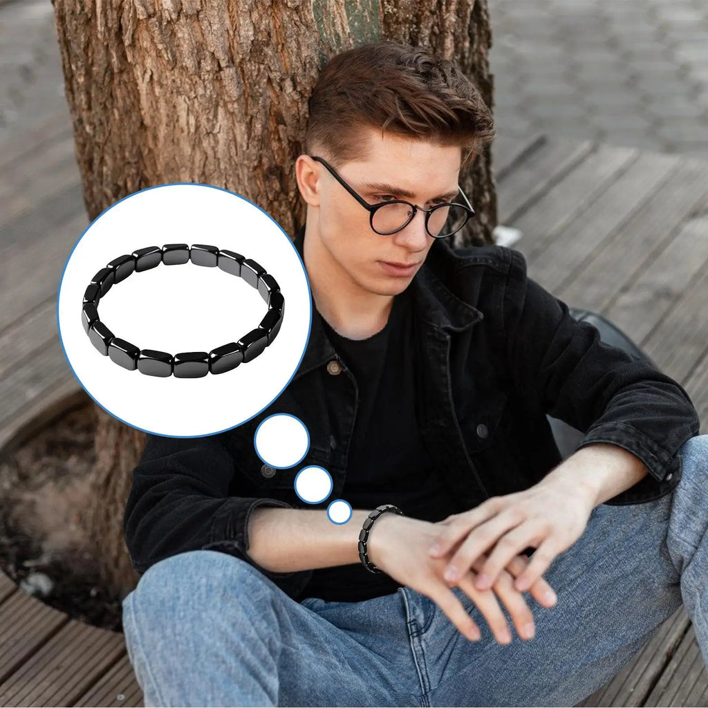 HematiteBracelet Masculine Bracelet With Natural HematiteMasculine Jewellery Wrist Decor Everyday Wear For Father Husband