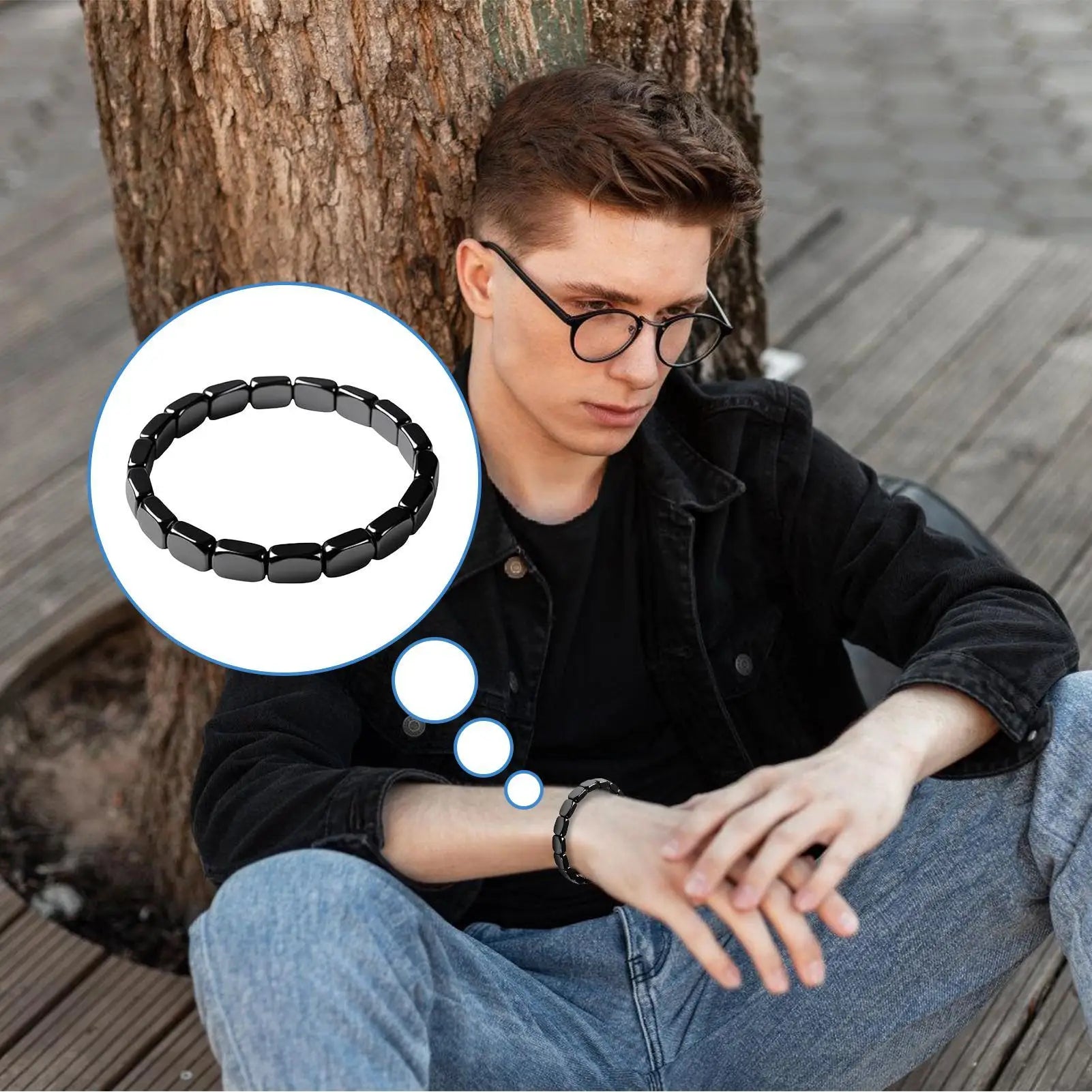 HematiteBracelet Masculine Bracelet With Natural HematiteMasculine Jewellery Wrist Decor Everyday Wear For Father Husband