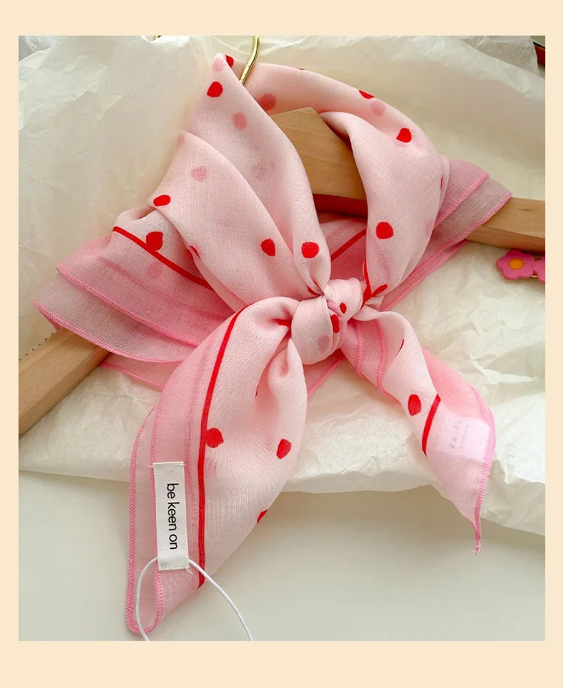 Women's Silk Scarf Fresh Breathable Soft Artistic Decorative Small Silk Scarf Retro Versatile Floral Cotton Linen Square Scarf