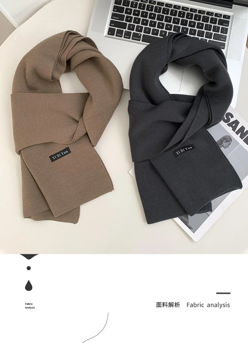Men's scarf new winter pure black middle-aged and elderly versatile men's scarf youth British style scarf shawl