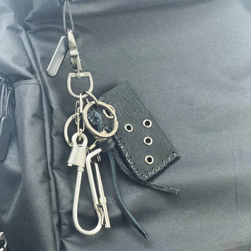 original Fashion Accessories Genuine leather keychain Jeans waist decoration Backpack metal pendant Brass stainless steel