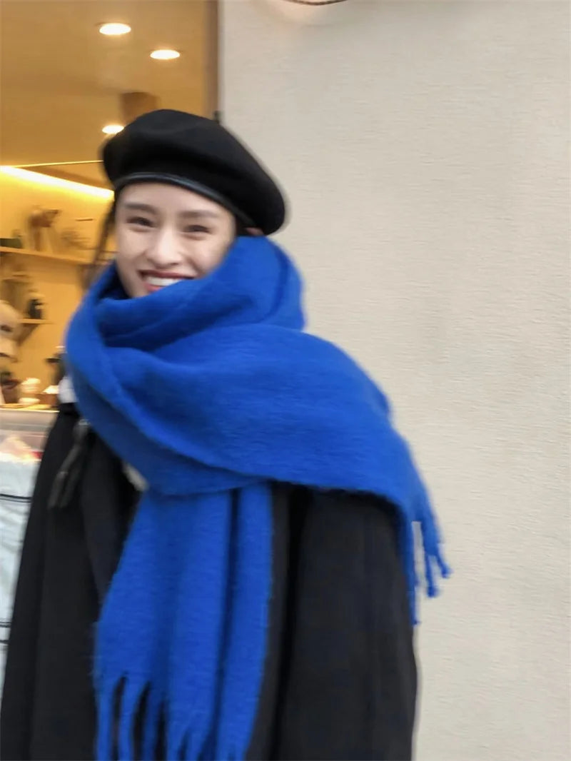Women Thick Shawl Wraps Scarf Winter Warm Fashion Solid Color Pashmina Scarves Long Tassel Hijab Stoles Bufanda Mujer