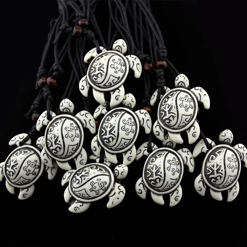 Turtle Necklace for Women Men Yak Bone Tortoise Hawaii Tribal Surfer Necklace Sea Turtles Pendants Necklaces