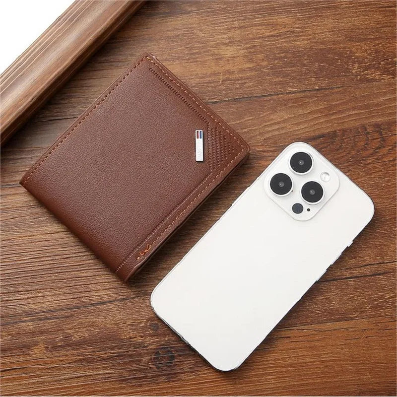 Slim Wallets for Men Rfid Blocking Money Clip Men's Youth Luxury Short Leather Card Holder Thin Minimalist Bifold Man Wallet
