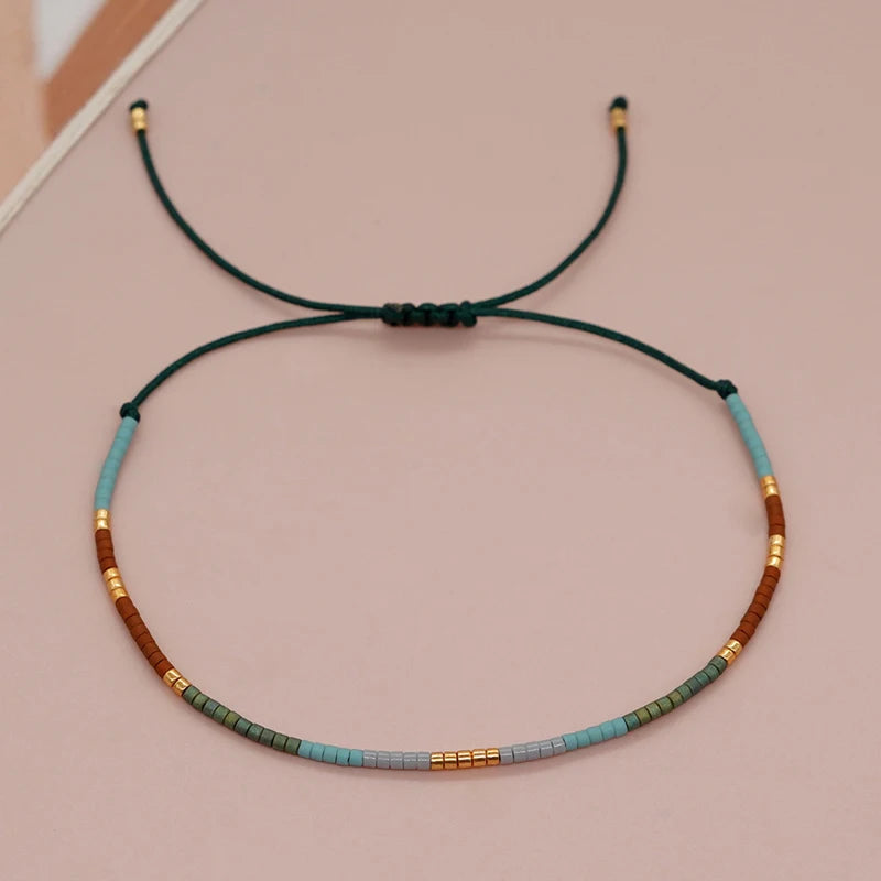 Simple Handmade Beaded Bracelets For Women Girls Bohemian Style Colorful Adjustable Bracelet Jewelry
