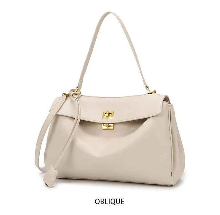 Fashionable Women's Bags, Textured Shoulder Bags, Large-Capacity Tote Bags, High-End Commuter Bags, Water-Repellent Crossbody Bags, Solid Color Handbags, Horizontal Square Casual Bags