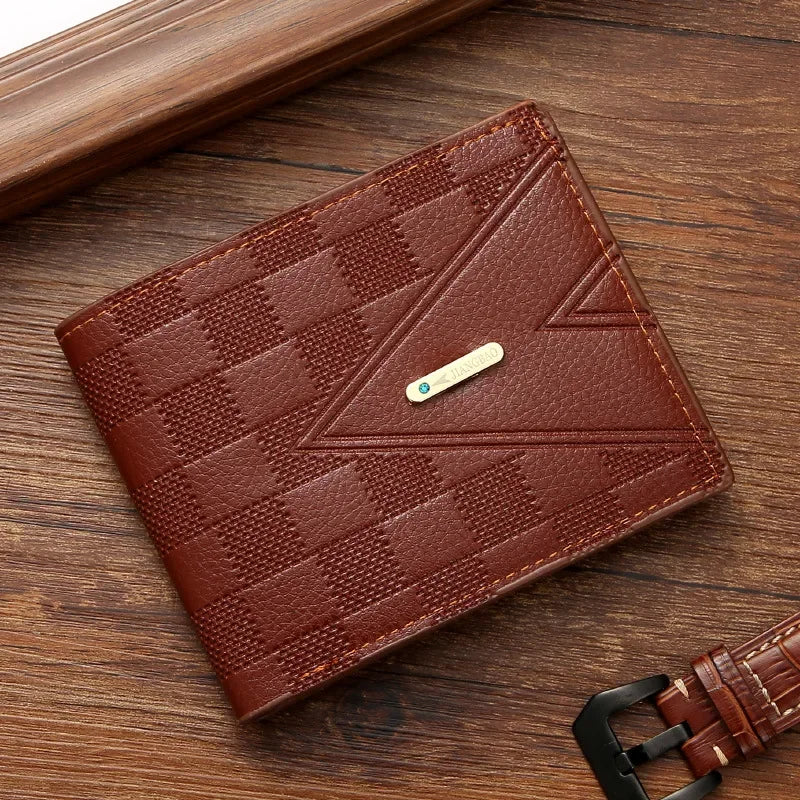 Men's Wallet Casual Short Wallets Youth Fashion Soft PU Leather Business Credit ID Card Holder Billfold Purse Mini Money Bag