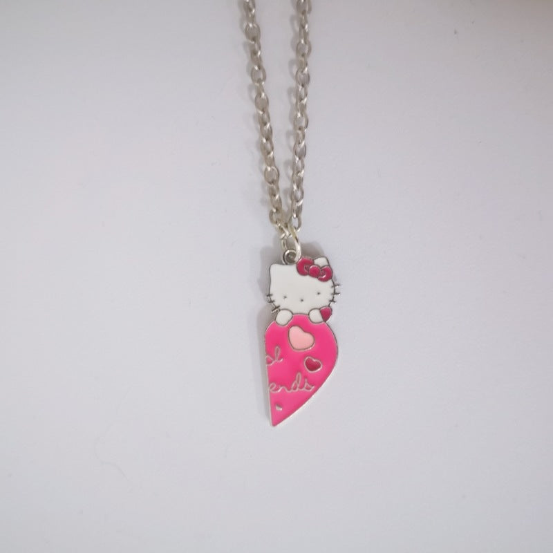 Sanrio Hello Kitty Cute Cartoon Student Kawaii Sweet Creative Fashion Versatile Accessories Couple Best Friend Color Necklace