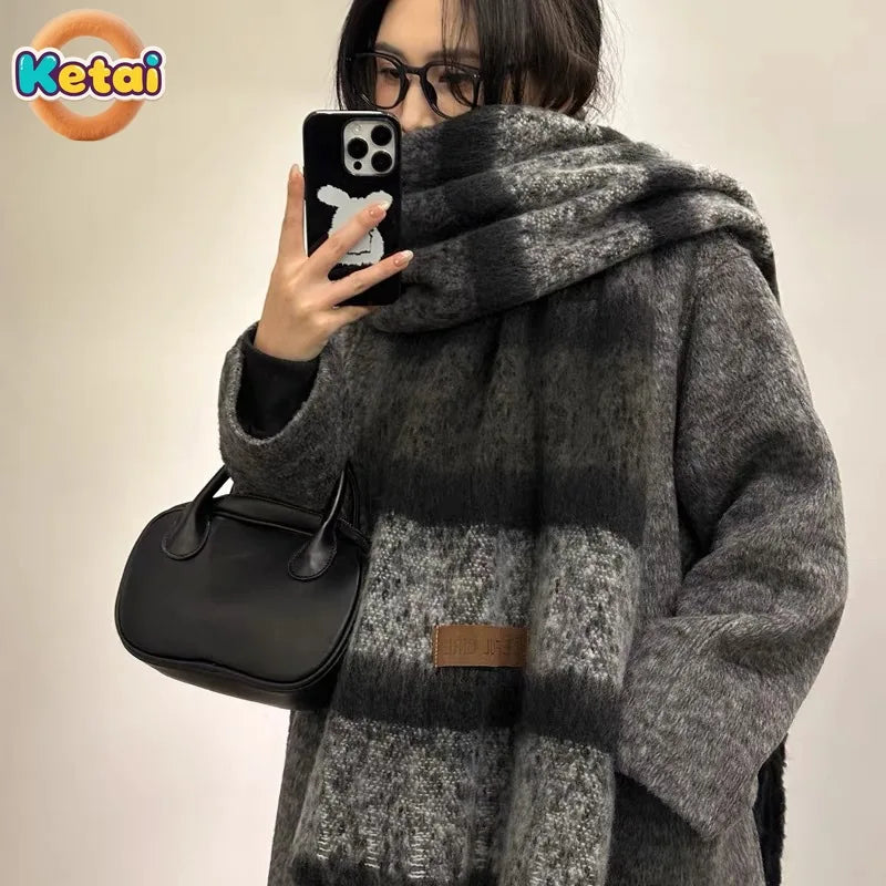 Elegant Scarf for Women in Winter, Solid Color, Versatile, Student High End, Thickened Warm Scarf, Fashionable Women's Scarf