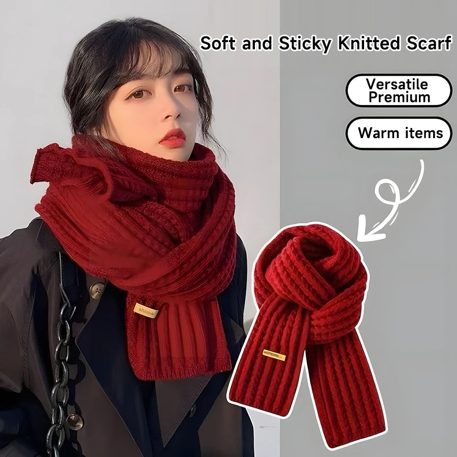 Thick, Chunky Knit Long Warm Scarf for Women and Men, Suitable for Travel and Office Use, Made of Cashmere for Winter Warmth.