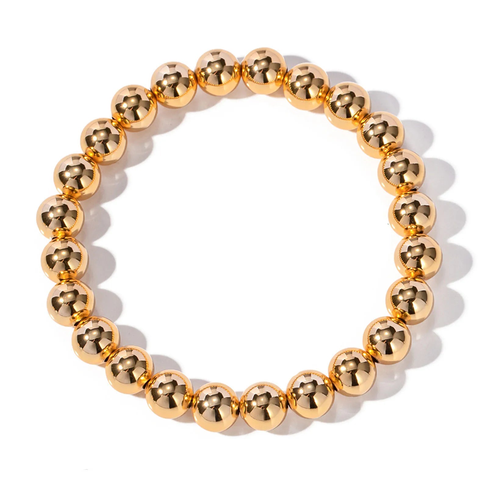 Stylish Simple 18K Real Gold Plated Beaded Bracelet For Women Jewelry Elastic Dainty Bracelets Delicate Bracelets Unisex Party