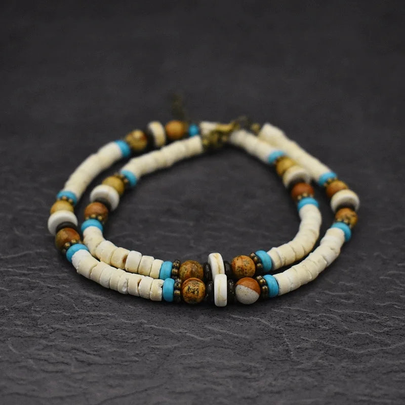 Natural Wood Beaded Short Choker Necklace for Men Trendy Small Beads Collar 2024 Fashion Jewelry on Neck Accessories Male Gift