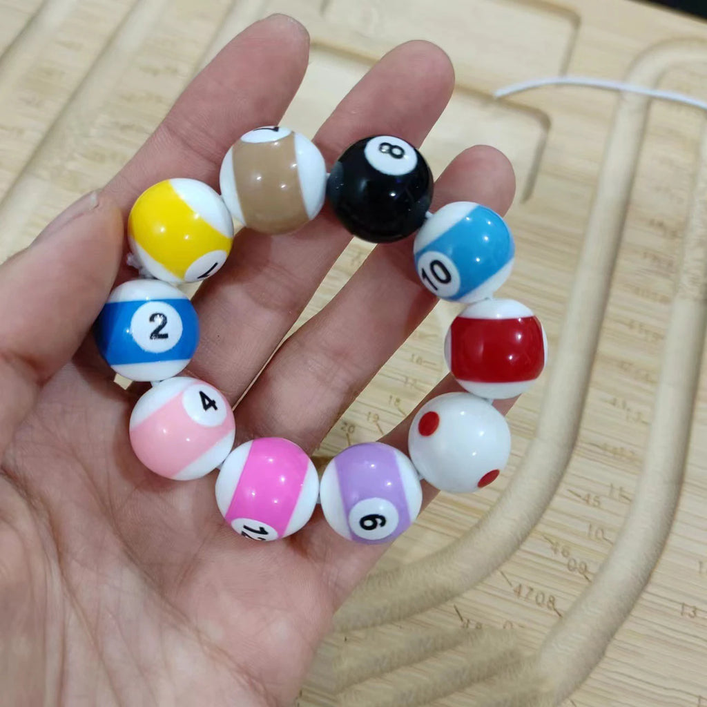 Middle Eight Billiard Bracelets for Women Men Hip Hop Rock Elastic Rope Couple Bracelets Jewellery Women Resin Beads