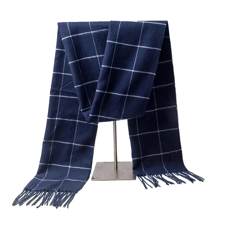 2023 New Winter Men Scarf Keep Warm Cashmere Scarves Casual Brand Designer Pashmina Neckerchief Tassel Business Shawl Wrap