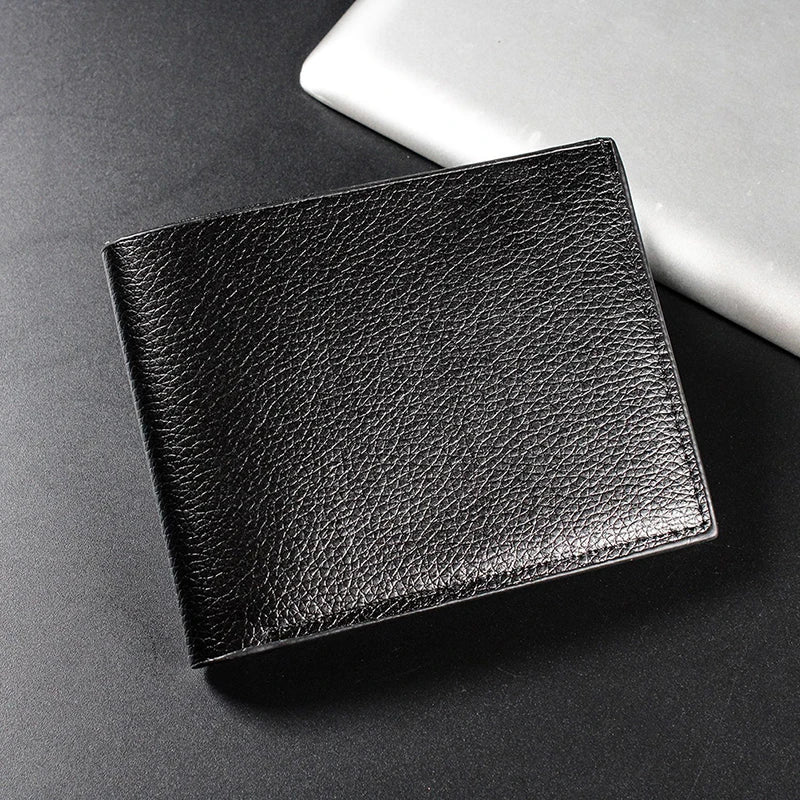 Men's Wallet Genuine Leather Men Wallets Premium Product Real Cowhide Wallets for Man Short Black Walet Portefeuille Homme