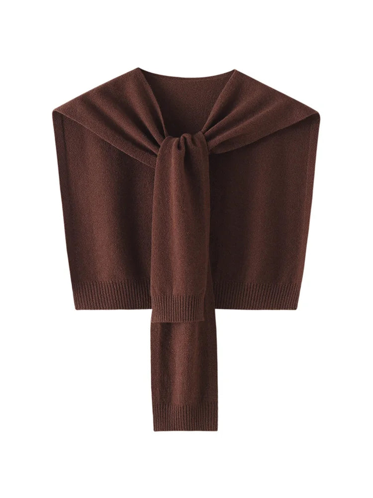 ADDONEE 100% Merino Wool Knitted Shawl For Women Autumn Winter Simple Style Solid Soft Knitwear Korean Popular Cappa Fashion Top