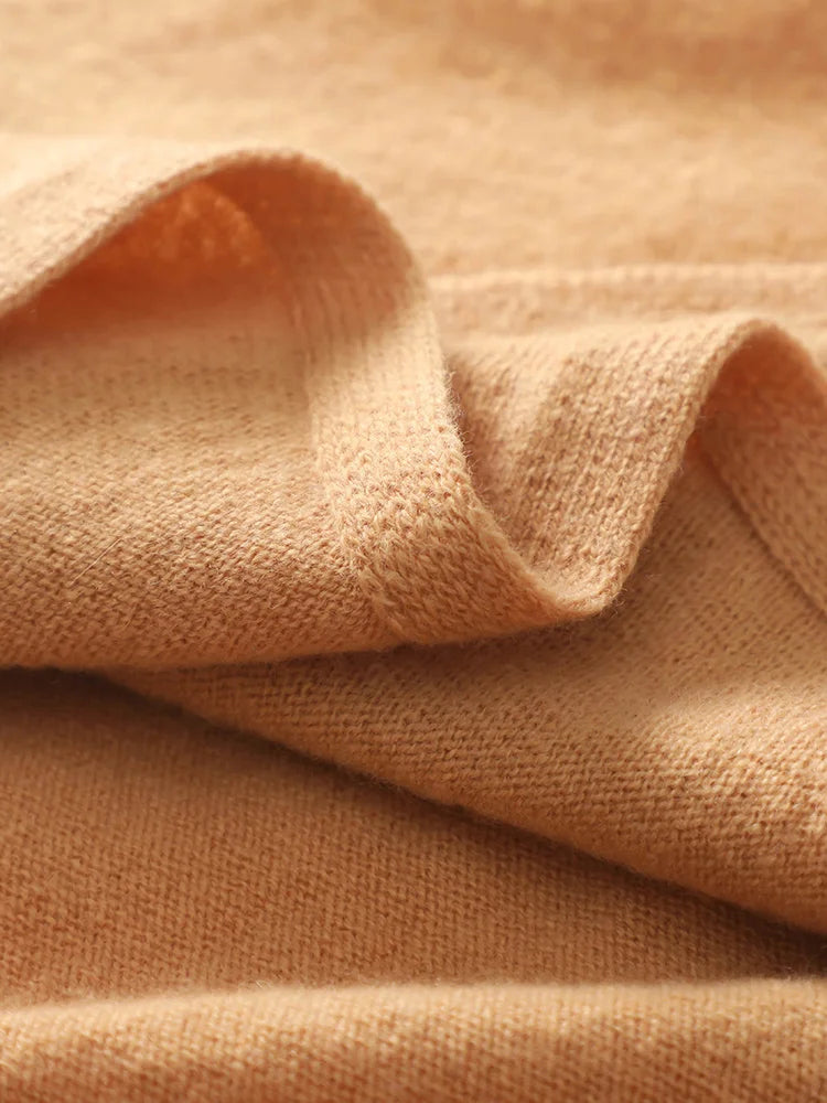 ADDONEE 100% Merino Wool Knitted Shawl For Women Autumn Winter Simple Style Solid Soft Knitwear Korean Popular Cappa Fashion Top