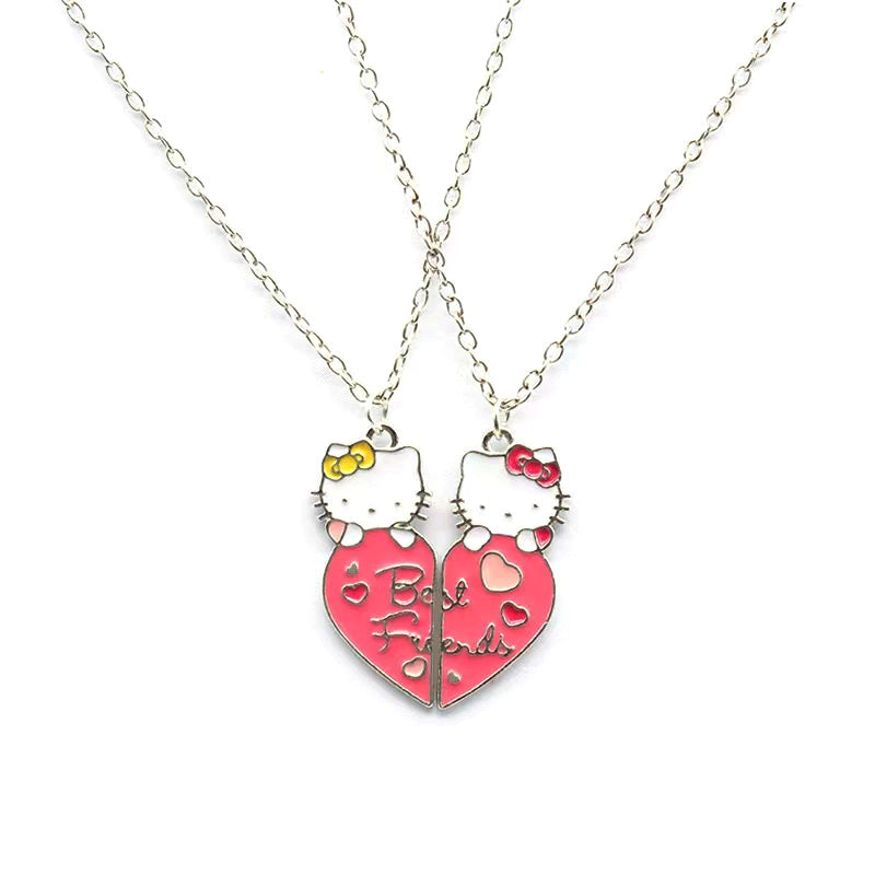 Sanrio Hello Kitty Cute Cartoon Student Kawaii Sweet Creative Fashion Versatile Accessories Couple Best Friend Color Necklace