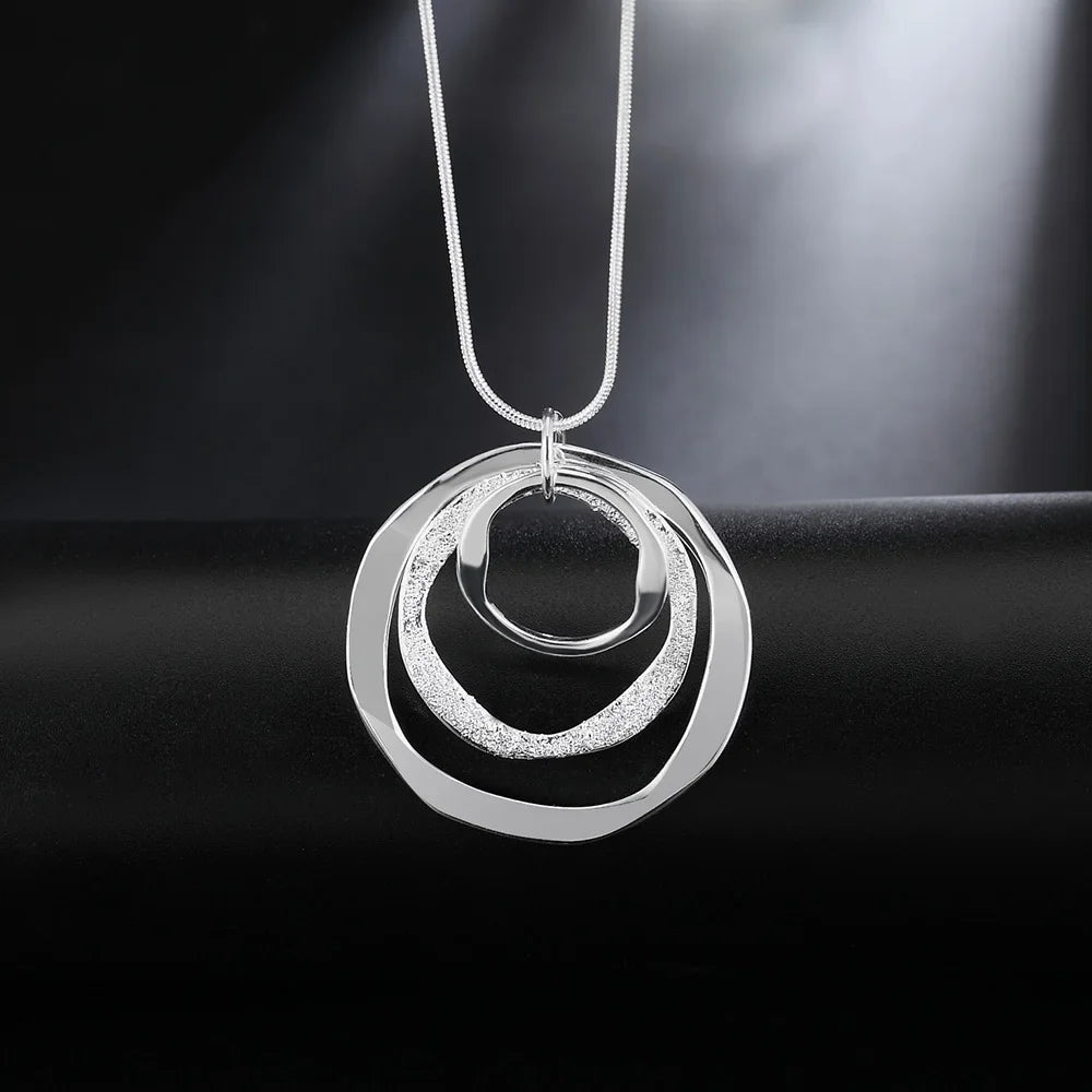 40-75cm Fine brand 925 Sterling Silver Necklace For Women luxury Wedding Jewelry Bohemia circle pendants chain neckalce