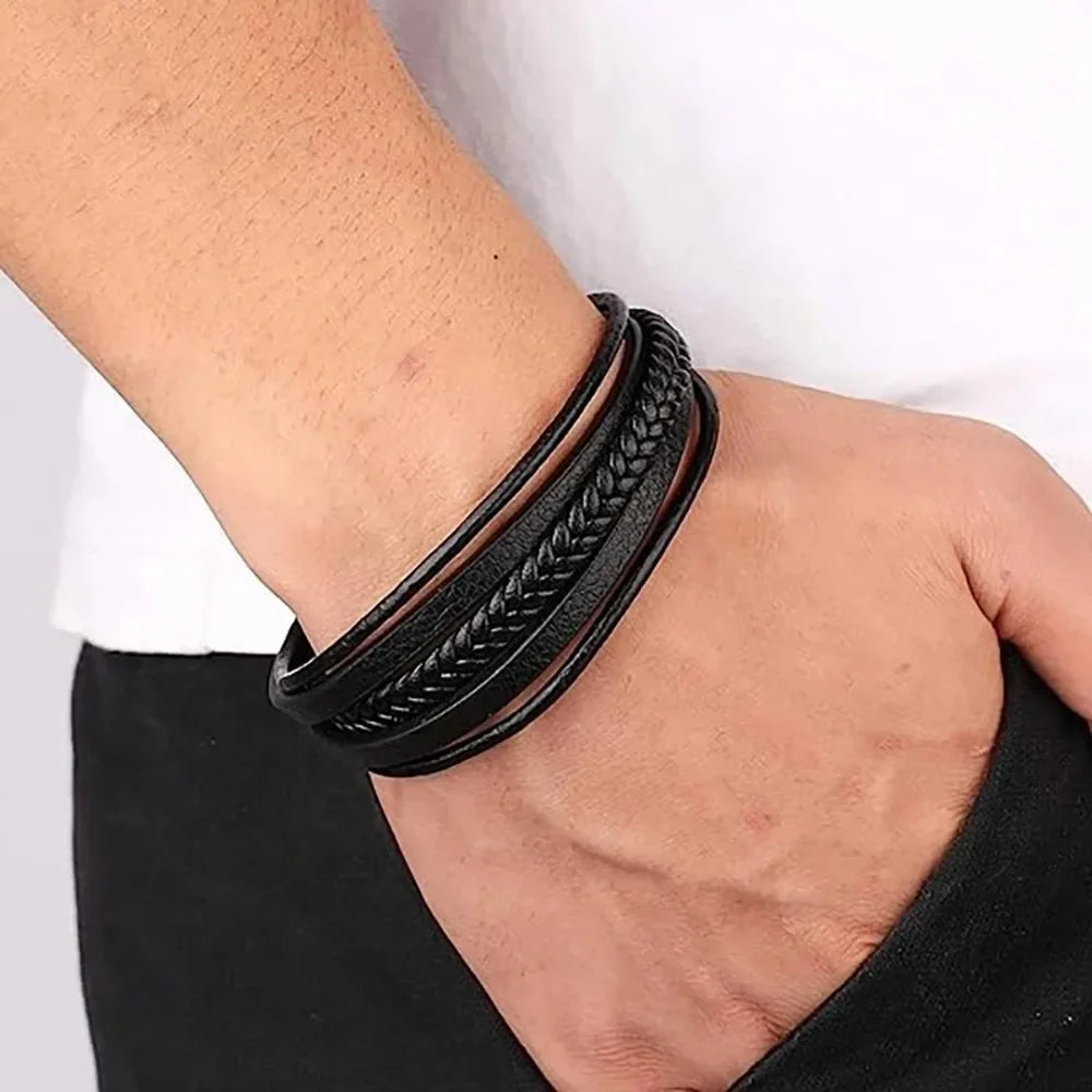 Black Five -layer Symmetrical Bracelet, Men's Bracelet, Showing Men's Charm