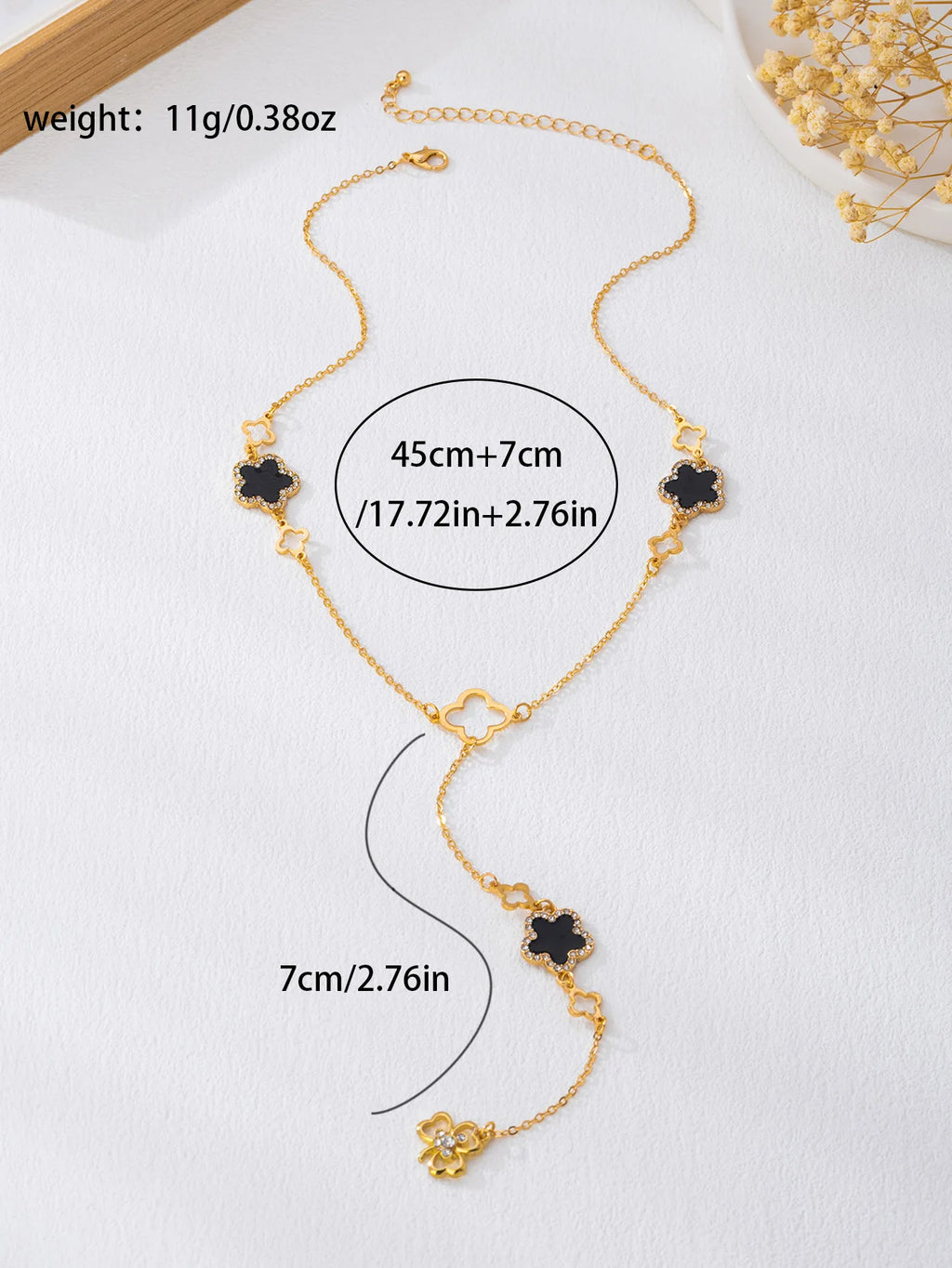 Necklace For Women Girls Oil Drop Flower Clover Y Sweater Chain Banquet Party Holiday Fashion Jewelry CN068