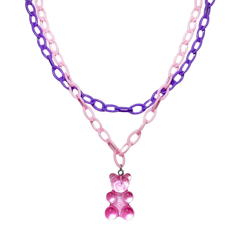 Necklace For Women Cute Girls Animal Sweet Heart Butterfly Fashion Party Rap Gummy Bears Blade