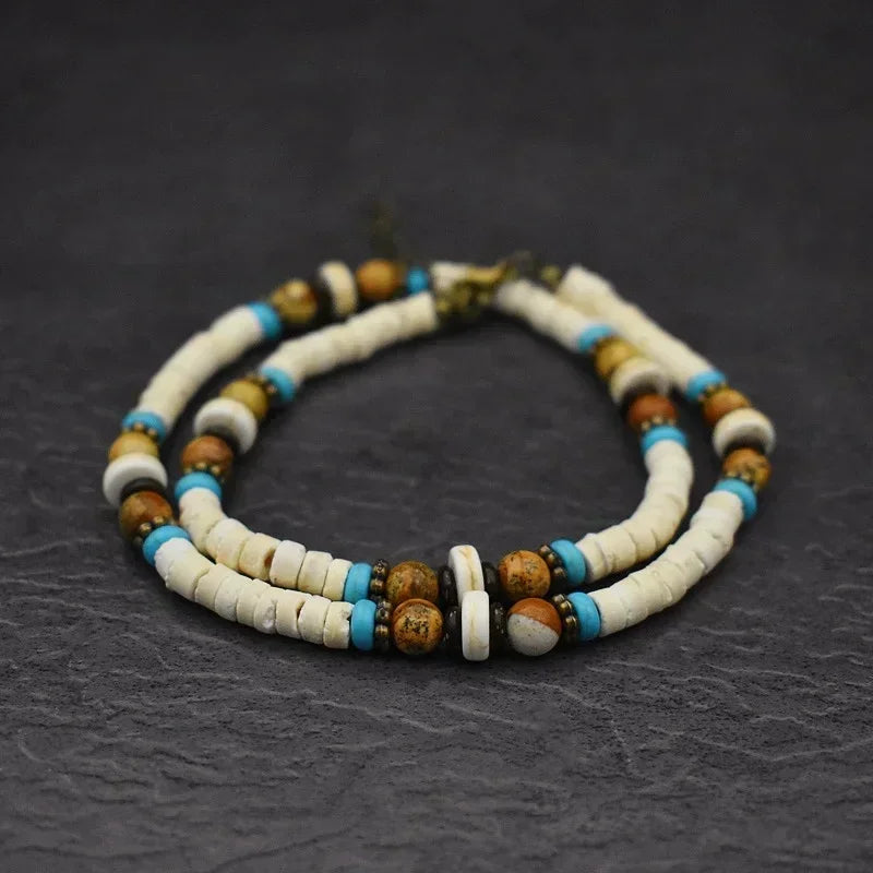 Natural Wood Beaded Short Choker Necklace for Men Trendy Small Beads Collar 2024 Fashion Jewelry on Neck Accessories Male Gift
