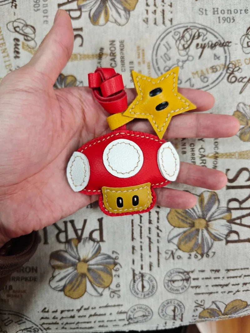 Luxury Design Genuine Leather Handmade Pendant Bag Accessories Cute Car Hangings Keychain Bag Charms Cute Animal Bag Decorations