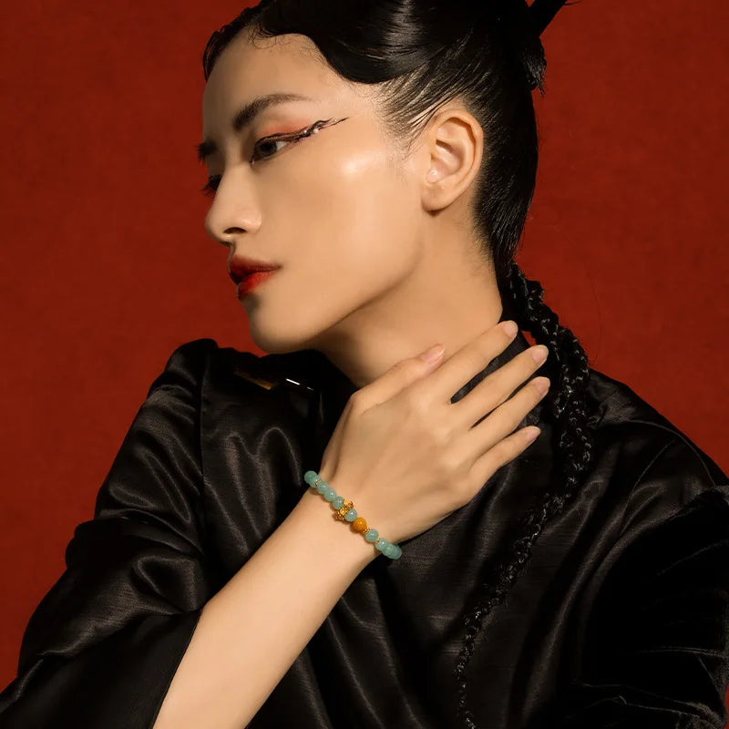 Women's Handmade Bracelet Round Beads With S925 Silver Gold-Plated Enamel - Multiple Styles Straight For Birthday Gift