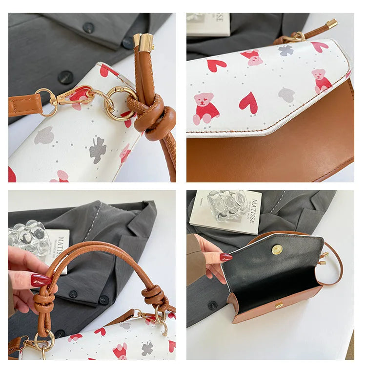 Fashion handbag women's personality early spring new simple fashion trendy printing casual messenger niche small square bag