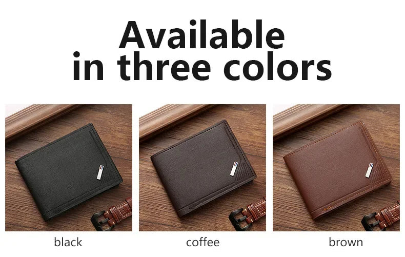 Men's Short Leather Slim Wallets Business Man Money Clip Credit Card Holder Purse Thin Minimalist Bifold Wallet