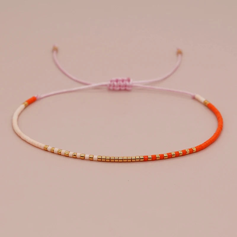 Simple Handmade Beaded Bracelets For Women Girls Bohemian Style Colorful Adjustable Bracelet Jewelry