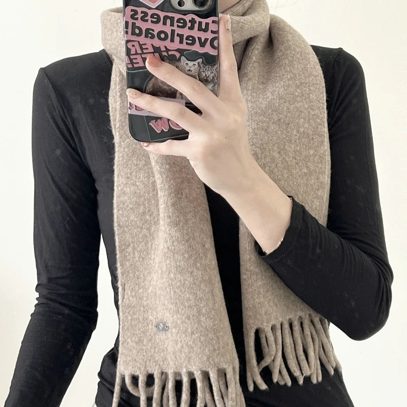 Women New Scarf Autumn Winter Pure Color Scarve Femme Knitted Fashion Shawl Unisex For Women