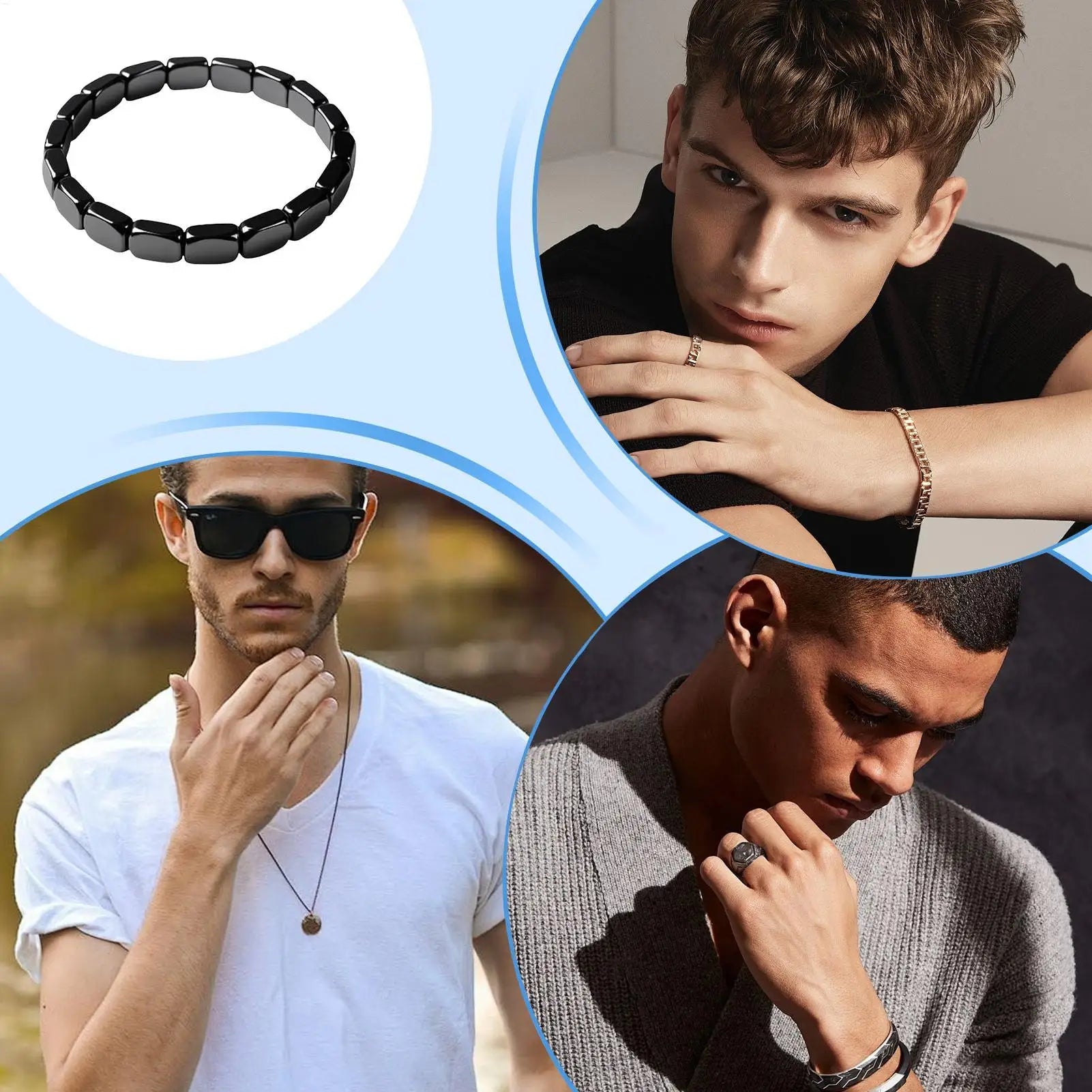 HematiteBracelet Masculine Bracelet With Natural HematiteMasculine Jewellery Wrist Decor Everyday Wear For Father Husband