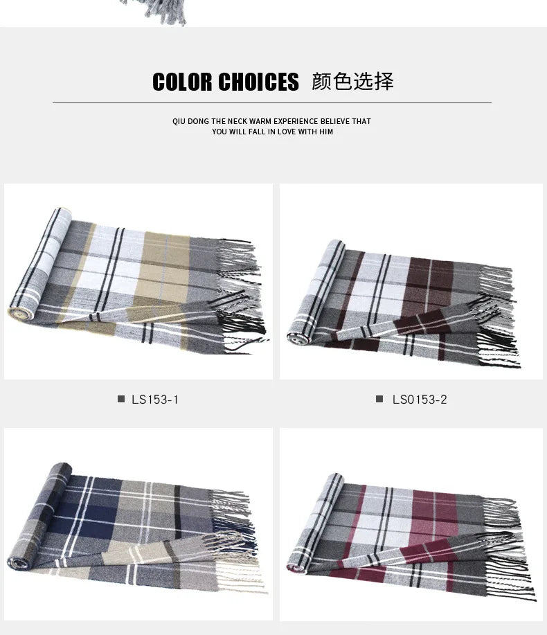 Classic Scarf for Man Winter Imitation Cashmere Scarves Luxury Brand Scarfs Keep Warm Outdoor Neckerchief Men Shawl Wrap Gift