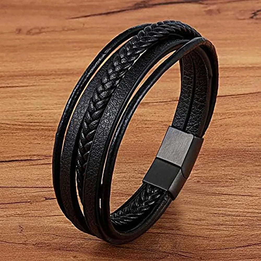 Black Five -layer Symmetrical Bracelet, Men's Bracelet, Showing Men's Charm