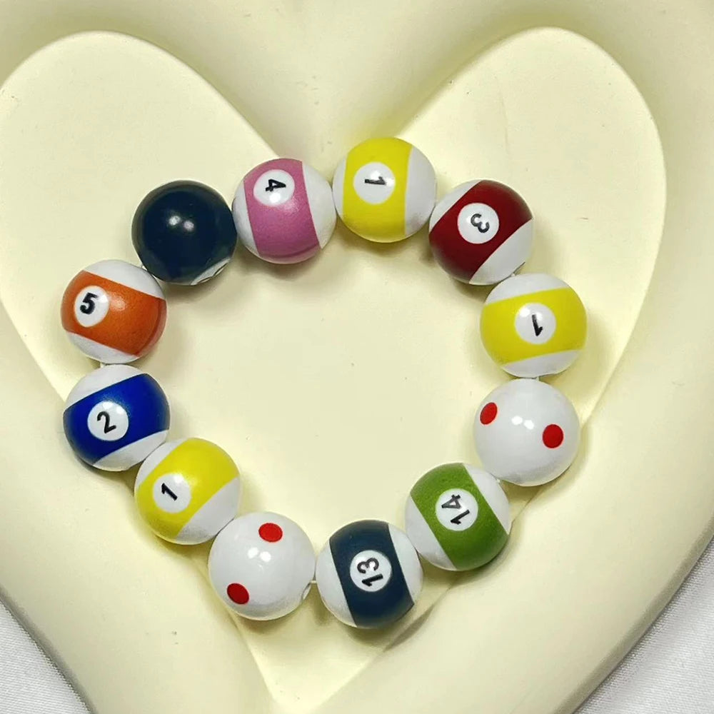 Middle Eight Billiard Bracelets for Women Men Hip Hop Rock Elastic Rope Couple Bracelets Jewellery Women Resin Beads