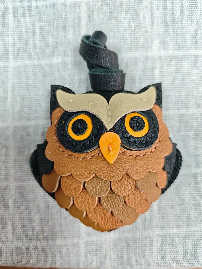 Luxury Design Genuine Leather Handmade Pendant Bag Accessories Cute Car Hangings Keychain Bag Charms Cute Animal Bag Decorations