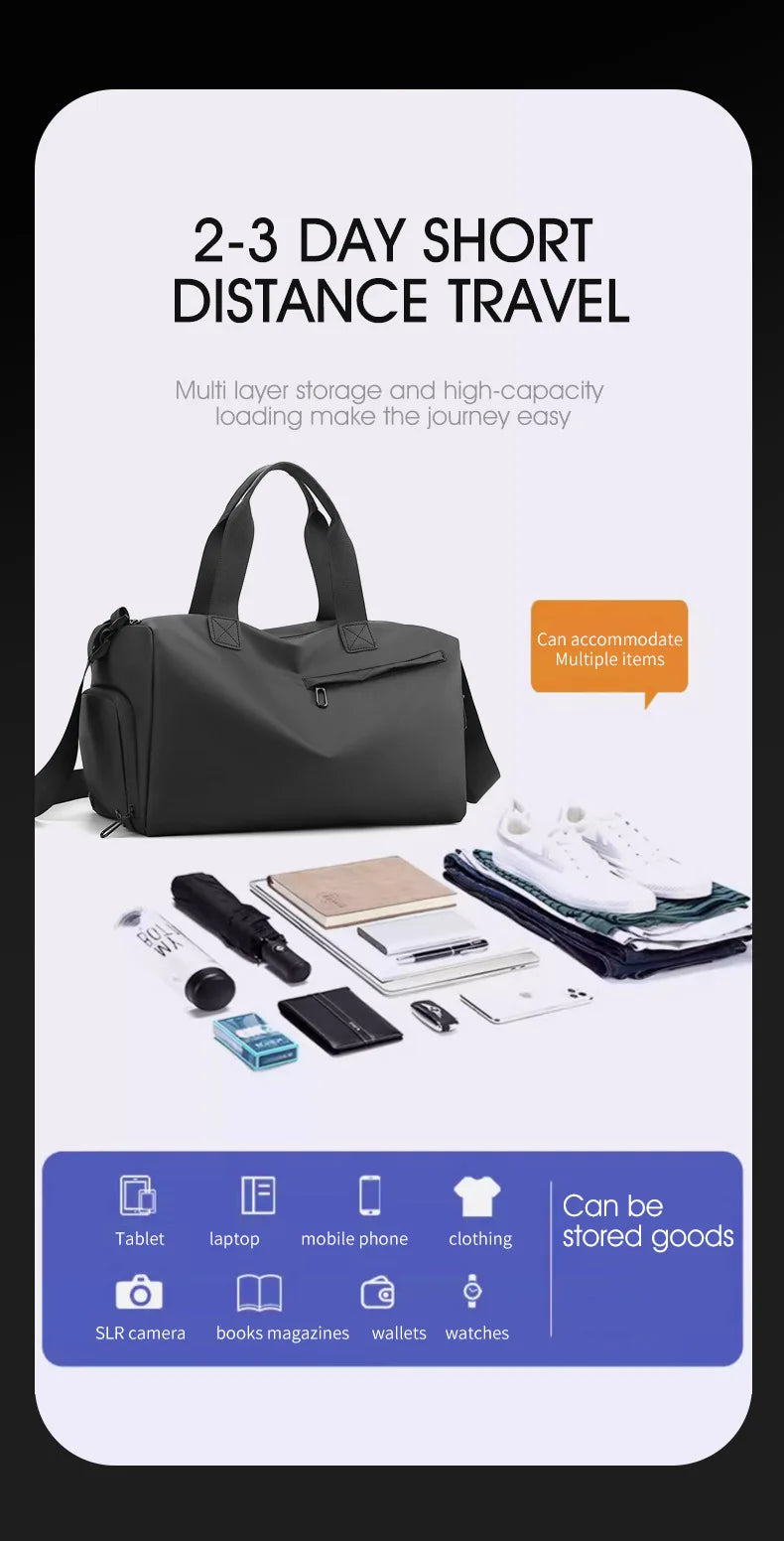 Fashion Travel Bags For Women Large Capacity Men's Sports bag Waterproof Weekend Sac Voyage Female Messenger Bag Dry And Wet