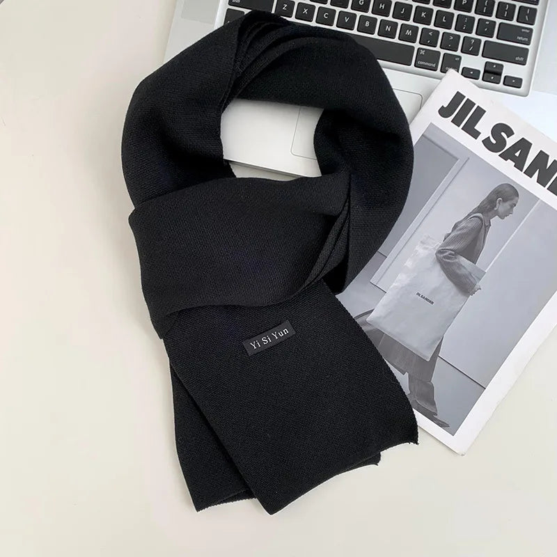Men's scarf new winter pure black middle-aged and elderly versatile men's scarf youth British style scarf shawl